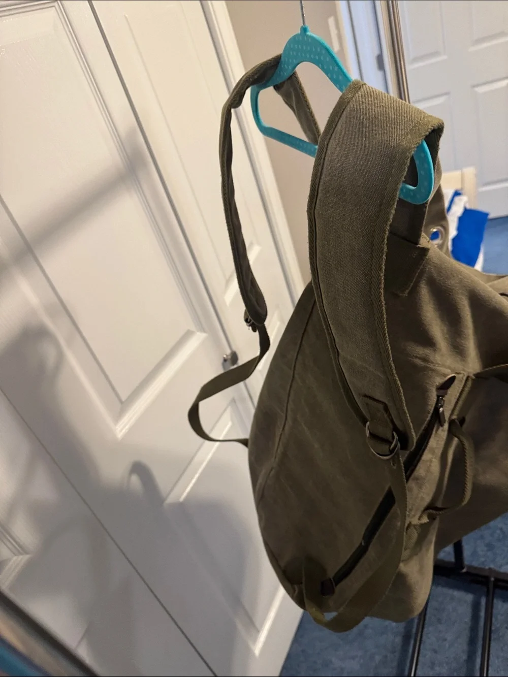 Olive Canvas Roll-Top Backpack - Casual Men’s Bag